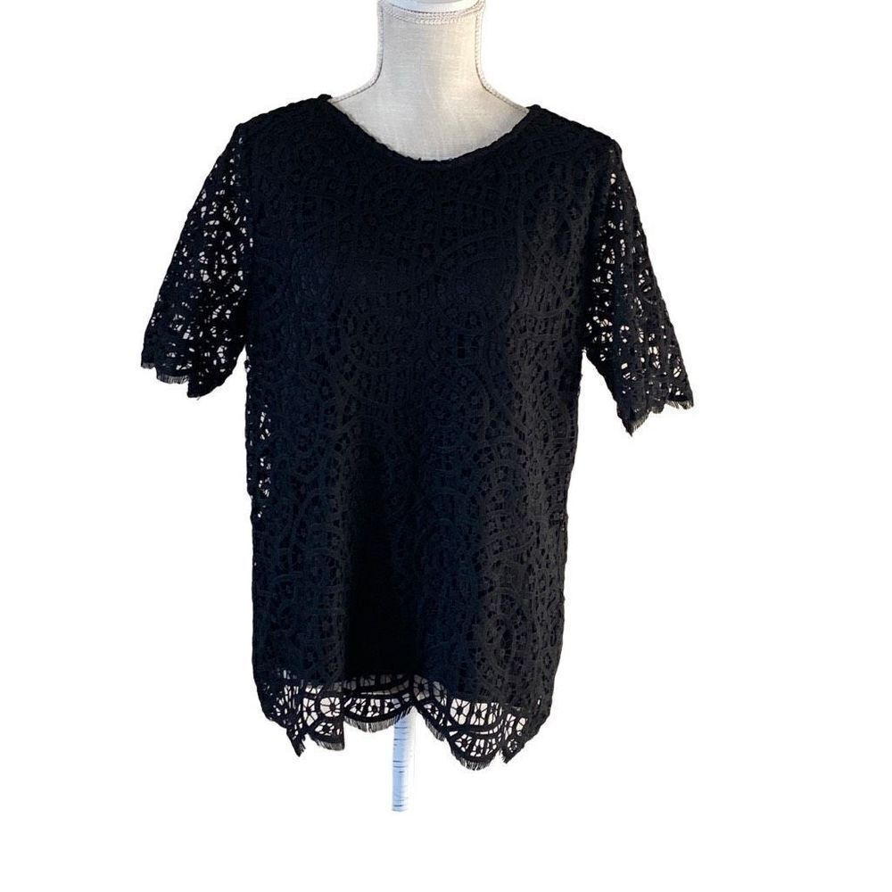 Philosophy Black Crochet Lace Blouse • Medium
